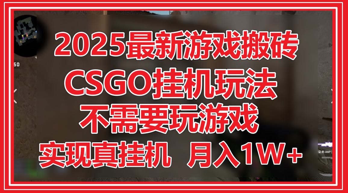 2025最新游戏搬砖，CSGO挂机，不需要玩游戏，实现真挂机，月入1W+网赚项目-美肚杀分享