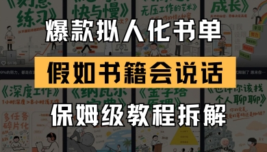 最新爆款拟人化书单玩法,假如书籍会说话,保姆级教程网赚项目-美肚杀分享