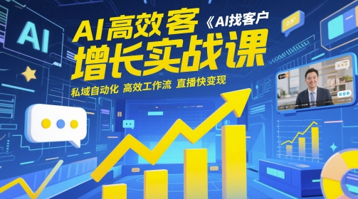 AI高效获客增长实战课，​AI找客户 私域自动化 高效工作流 直播快变现网赚项目-美肚杀分享