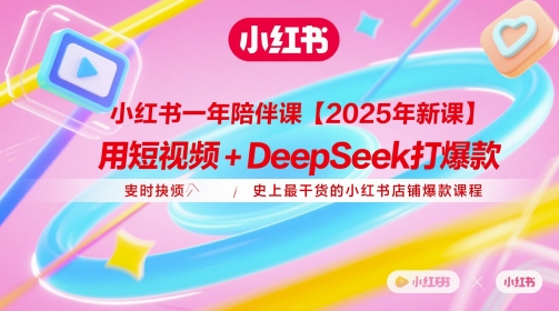 小红书一年陪伴课【2025年新课】，用短视频+deepSeek打爆款，史上最干货的小红书店铺爆款课程网赚项目-美肚杀分享