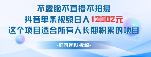 不露脸不直播不拍摄抖音单条视频日入1k+这个项目适合所有人长期积累的项目网赚项目-美肚杀分享