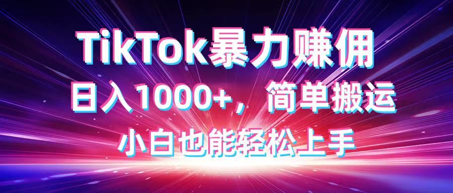 TikTok搬运暴力赚佣,日入1000+,简单搬运,小白也能轻松上手网赚项目-美肚杀分享
