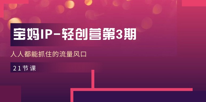 宝妈IP轻创营第3期，人人都能抓住的流量风口（21节课）网赚项目-美肚杀分享