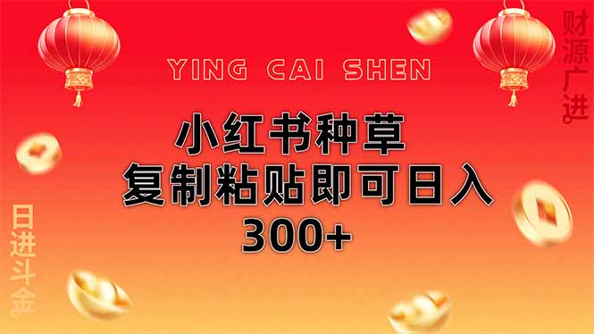 小红书种草无脑操作复制粘贴即可日入300+网赚项目-美肚杀分享