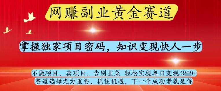 网创副业黄全赛道，掌握独家项目密码，知识变现快人一步，告别韭菜轻松实现单日变现1k+【揭秘】网赚项目-美肚杀分享