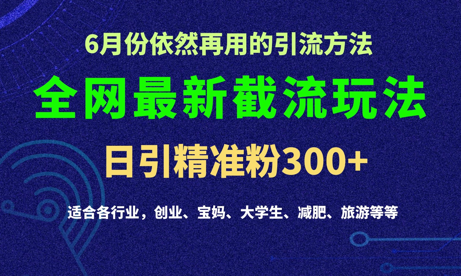 2024全网最新截留玩法，每日引流突破300+网赚项目-美肚杀分享