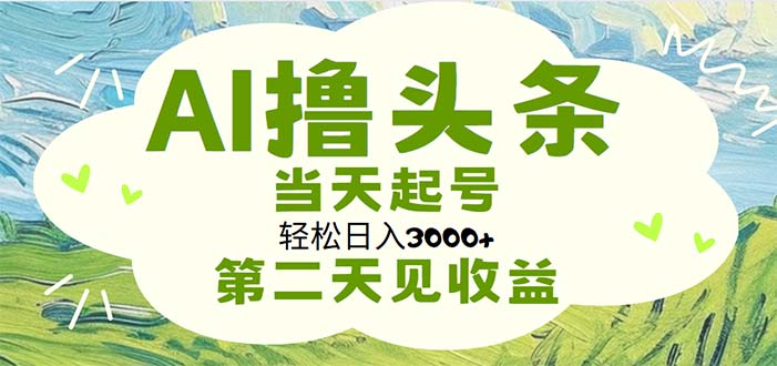 AI撸头条，轻松日入3000+无脑操作，当天起号，第二天见收益网赚项目-美肚杀分享