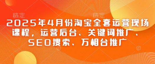 2025年4月份淘宝全套运营现场课程,运营后台、关键词推广、SEO搜索、万相台推广网赚项目-美肚杀分享
