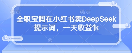 全职宝妈在小红书卖DeepSeek提示词,一天收益1k网赚项目-美肚杀分享