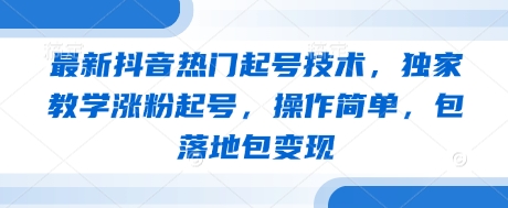 最新抖音热门起号技术,独家教学涨粉起号,操作简单,包落地包变现网赚项目-美肚杀分享