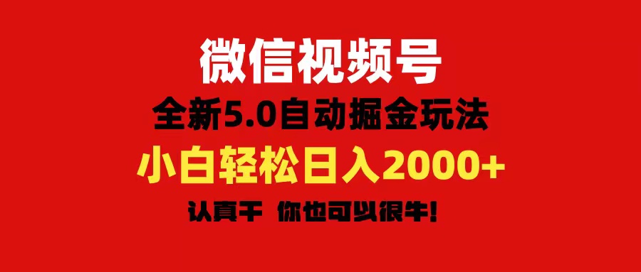 微信视频号变现,5.0全新自动掘金玩法,日入利润2000+有手就行网赚项目-美肚杀分享