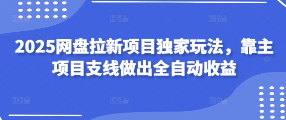 2025网盘拉新项目独家玩法，靠主项目支线做出全自动收益网赚项目-美肚杀分享