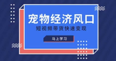 宠物赛道快速变现精品课,宠物经济风口,短视频带货快速变现网赚项目-美肚杀分享