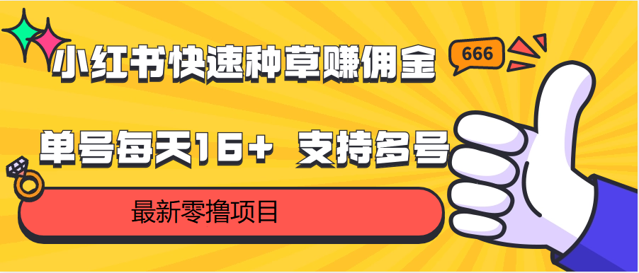 小红书快速种草赚佣金,零撸单号每天16+ 支持多号操作网赚项目-美肚杀分享