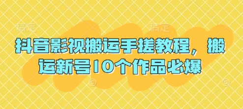 抖音影视搬运手搓教程，搬运新号10个作品必爆网赚项目-美肚杀分享