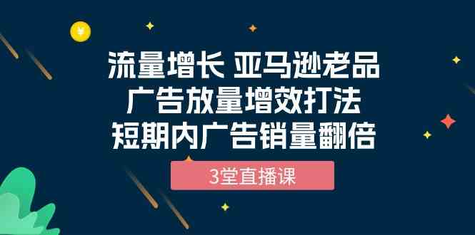 流量增长 亚马逊老品广告放量增效打法，短期内广告销量翻倍（3堂直播课）网赚项目-美肚杀分享