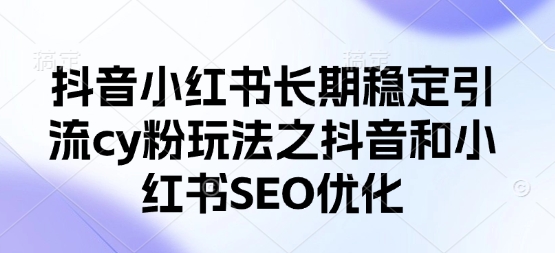 抖音小红书长期稳定引流cy粉玩法之抖音和小红书SEO优化网赚项目-美肚杀分享