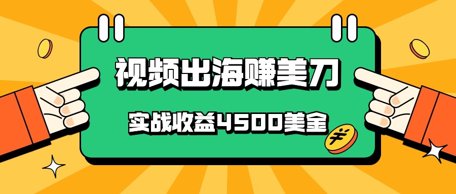 国内爆款视频出海赚美刀，实战收益4500美金，批量无脑搬运，无需经验直接上手网赚项目-美肚杀分享