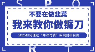 韭菜生涯终结者，我来教你做镰刀，2025如何通过“知识付费”实现财F自由【揭秘】网赚项目-美肚杀分享