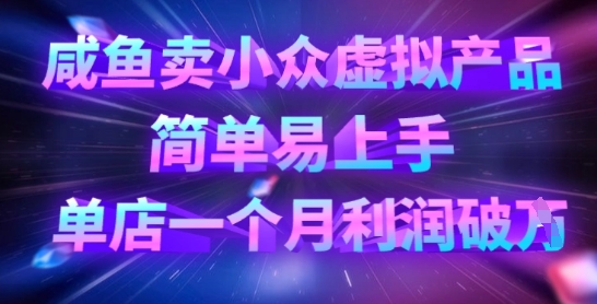 咸鱼卖小众虚拟产品，简单易上手，单店一个月利润破W网赚项目-美肚杀分享