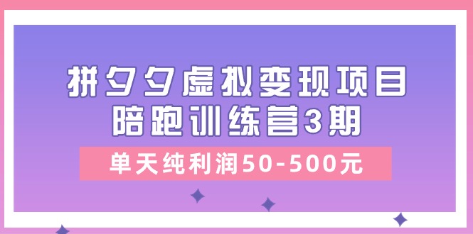 某收费培训《拼夕夕虚拟变现项目陪跑训练营3期》单天纯利润50-美肚杀分享