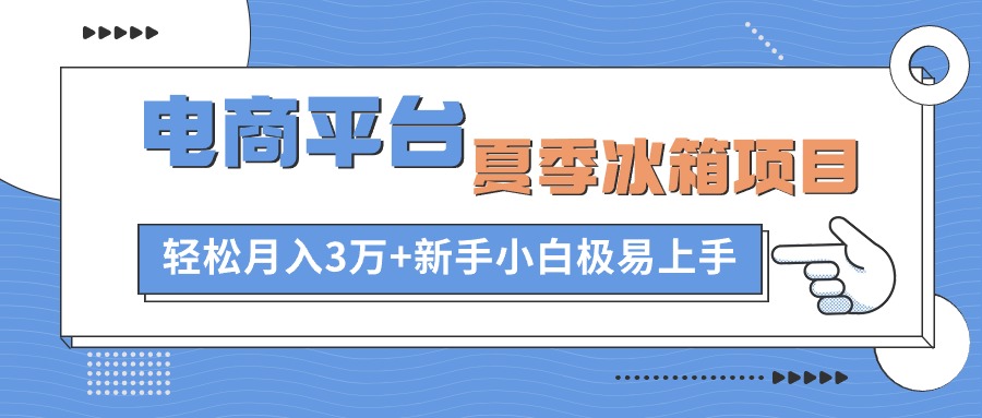 电商平台夏季冰箱项目，轻松月入3万+，新手小白极易上手网赚项目-美肚杀分享