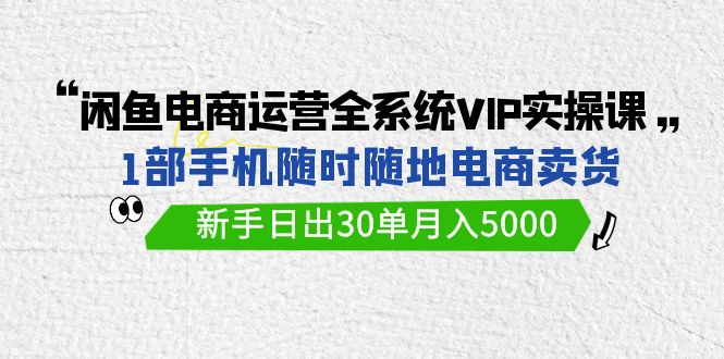 闲鱼电商运营全系统VIP实战课,1部手机随时随地卖货,新手日出30单月入5000网赚项目-美肚杀分享