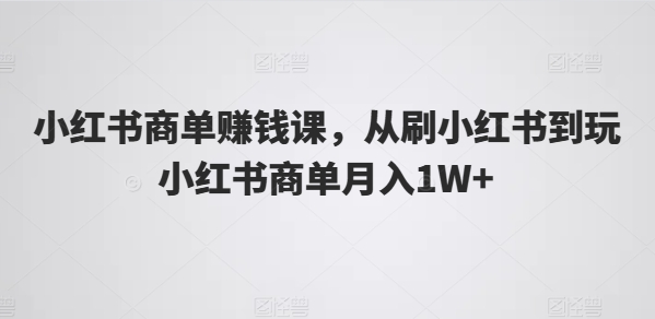 小红书商单赚钱课，从刷小红书到玩小红书商单月入1W+网赚项目-美肚杀分享