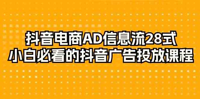 抖音电商AD信息流28式,小白必看的抖音广告投放课程(29节课)网赚项目-美肚杀分享