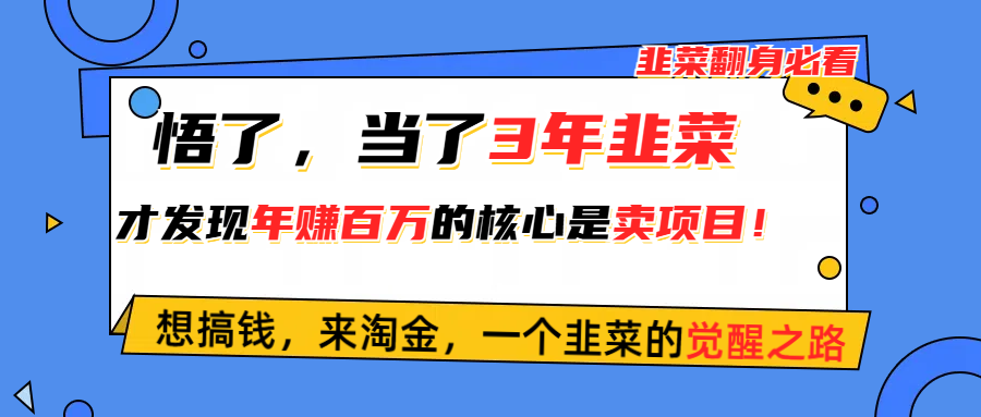 悟了，当了3年韭菜，才发现网赚圈年赚100万的核心是卖项目，含泪分享！网赚项目-美肚杀分享