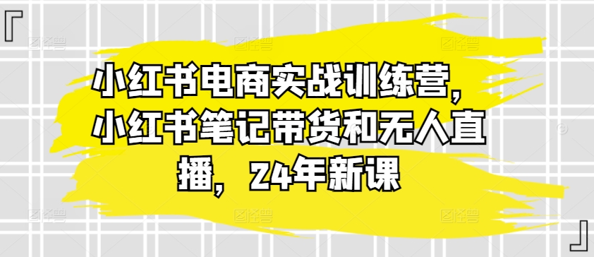 小红书电商实战训练营，小红书笔记带货和无人直播，24年新课网赚项目-美肚杀分享