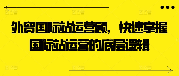 外贸国际站运营顾问，快速掌握国际站运营的底层逻辑网赚项目-美肚杀分享
