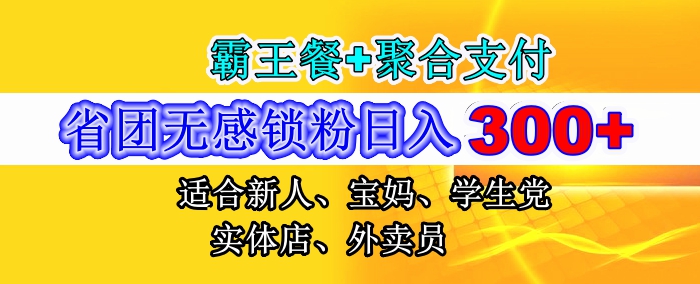 省团推手版无感锁粉日入300+上不封顶，霸王餐+聚合支付强强联合，附无敌锁粉教程网赚项目-美肚杀分享