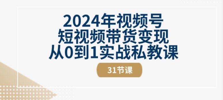 2024年视频号短视频带货变现从0到1实战私教课(31节视频课)网赚项目-美肚杀分享