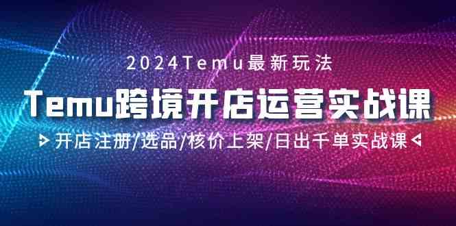 2024Temu跨境开店运营实战课,开店注册/选品/核价上架/日出千单实战课网赚项目-美肚杀分享