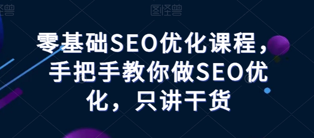 零基础SEO优化课程,手把手教你做SEO优化,只讲干货网赚项目-美肚杀分享