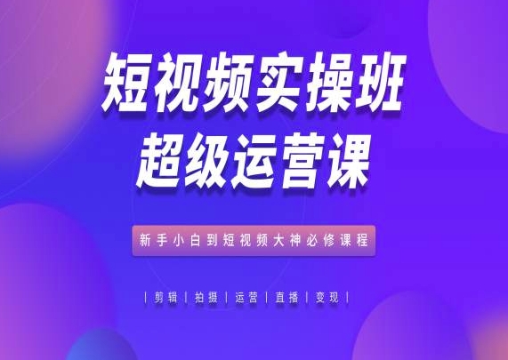 短视频实操班超级运营课，新手小白到短视频大神必修课程网赚项目-美肚杀分享