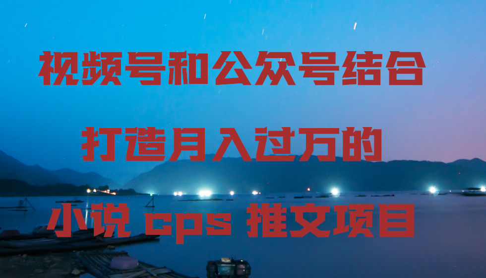 视频号和公众号结合打造月入过万的小说cps推文项目,包括市面上面的各种思路详解网赚项目-美肚杀分享