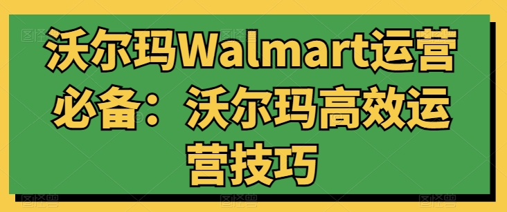 沃尔玛Walmart运营必备:沃尔玛高效运营技巧网赚项目-美肚杀分享