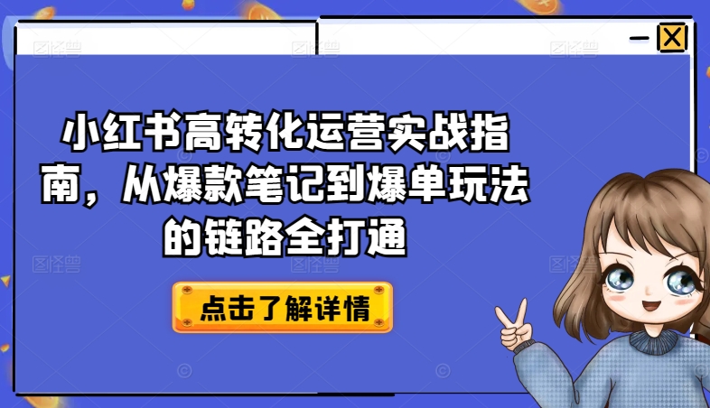 小红书高转化运营实战指南，从爆款笔记到爆单玩法的链路全打通网赚项目-美肚杀分享