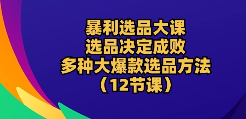 暴利选品大课:选品决定成败,教你多种大爆款选品方法(12节课)网赚项目-美肚杀分享