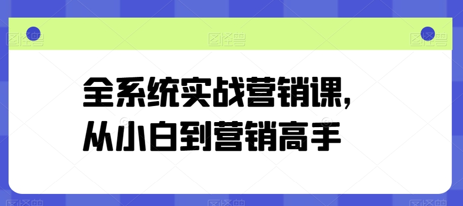 全系统实战营销课,从小白到营销高手网赚项目-美肚杀分享