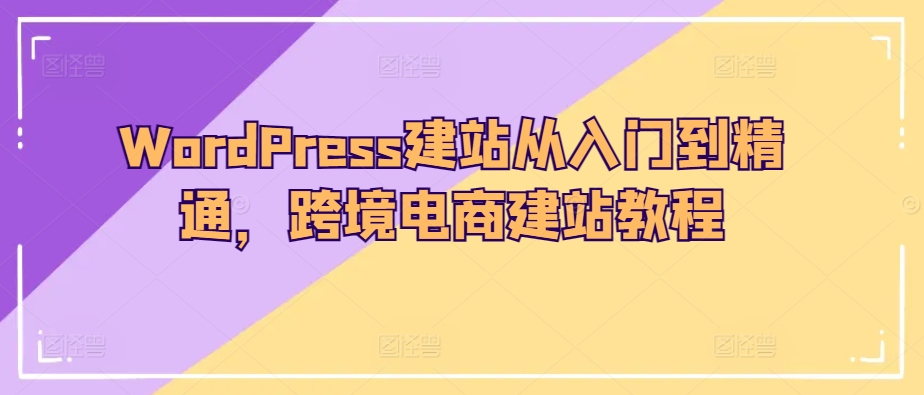 WordPress建站从入门到精通，跨境电商建站教程网赚项目-美肚杀分享