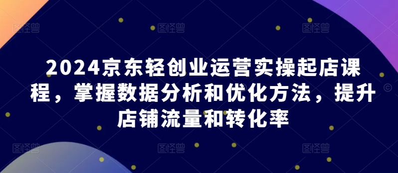 2024京东轻创业运营实操起店课程,掌握数据分析和优化方法,提升店铺流量和转化率网赚项目-美肚杀分享