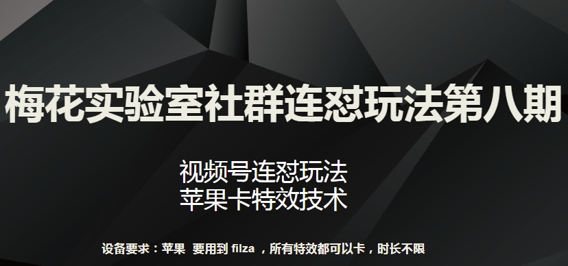 梅花实验室社群连怼玩法第八期,视频号连怼玩法 苹果卡特效技术网赚项目-美肚杀分享