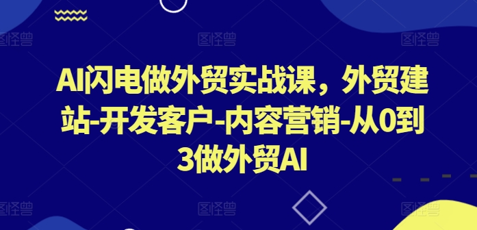AI闪电做外贸实战课，​外贸建站-美肚杀分享