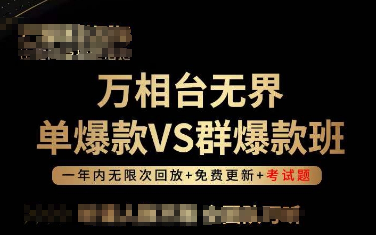 万相台无界单爆款VS群爆款班，选择大于努力，让团队事半功倍!网赚项目-美肚杀分享