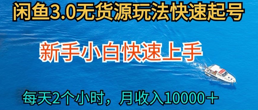 2024最新闲鱼无货源玩法,从0开始小白快手上手,每天2小时月收入过万网赚项目-美肚杀分享
