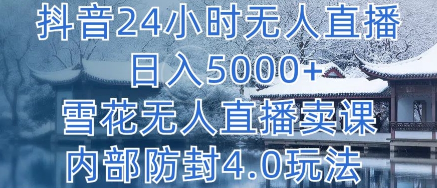 抖音24小时无人直播 日入5000+，雪花无人直播卖课，内部防封4.0玩法网赚项目-美肚杀分享