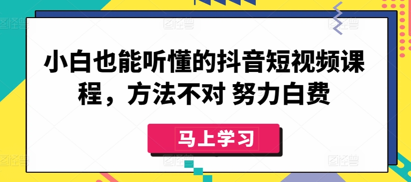 小白也能听懂的抖音短视频课程，方法不对 努力白费网赚项目-美肚杀分享